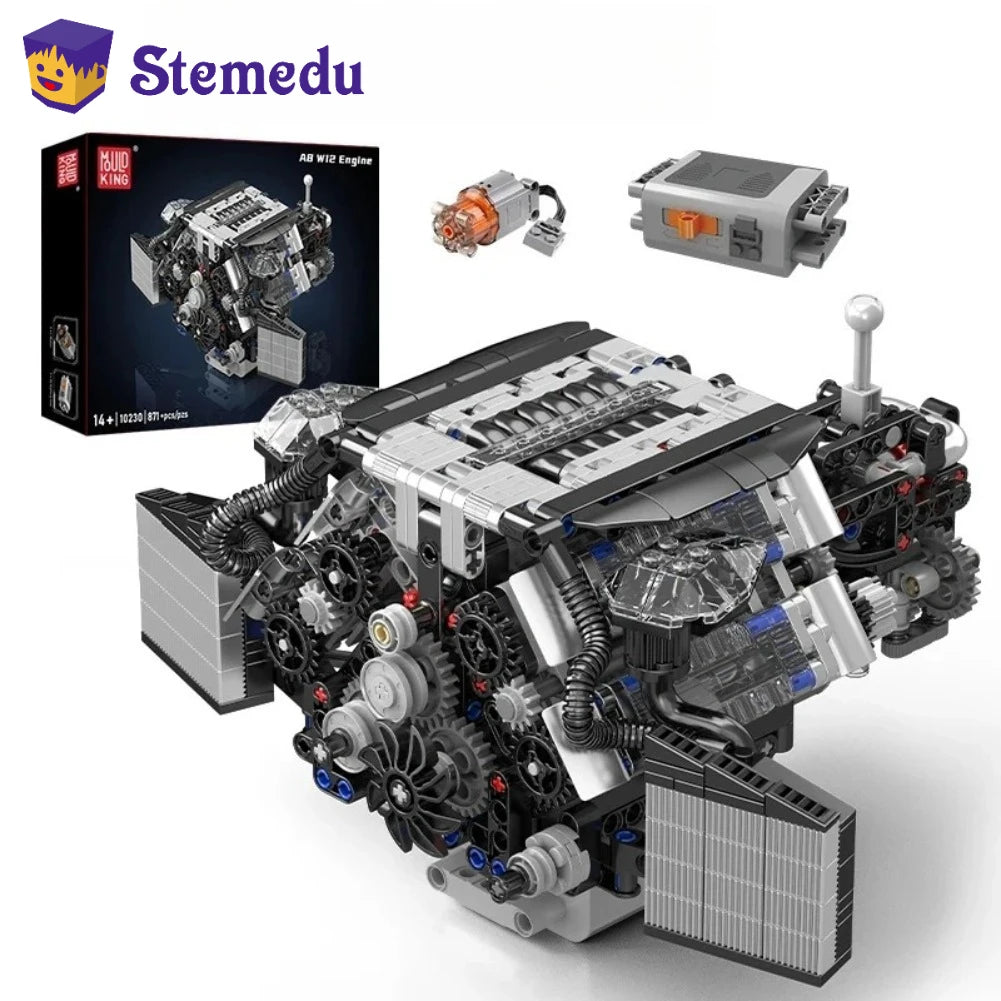 Mould King 10230 Car Engine Model Bricks Toys Motorized A8 Car W12 Engine Building Block Assembly Technical Motor Power Set Gift