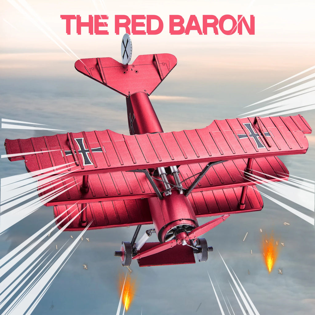Piececool 3D Metal Puzzles Fokker Dr-1 Triplane Assembly Metal Model Kits for Teen DIY Jigsaw Building Blocks Creative Gifts