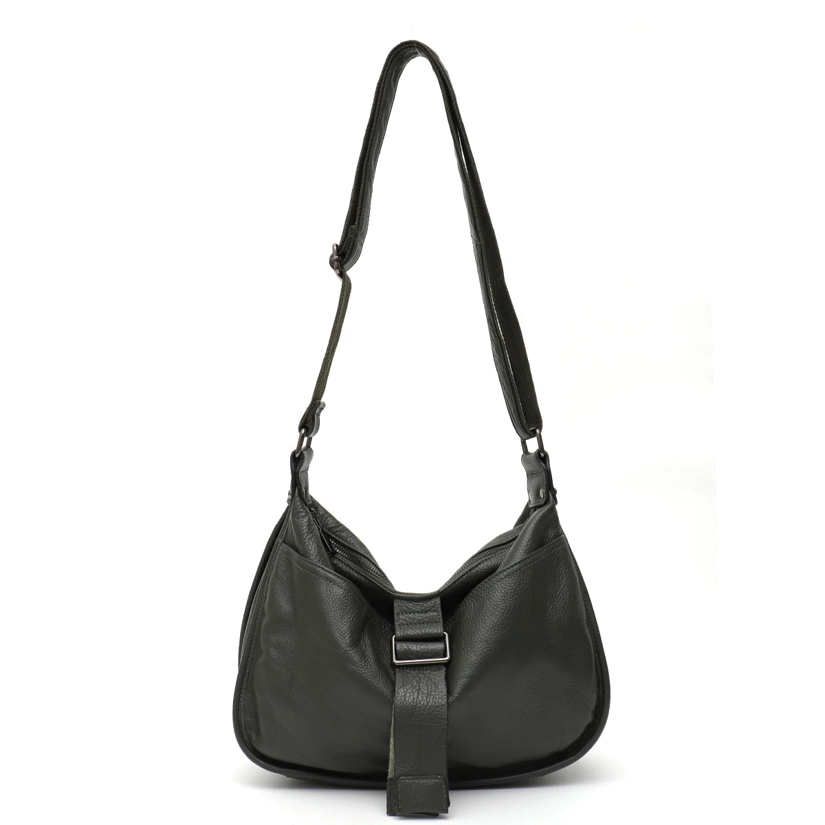 Women Design Style Genuine Leather Shoulder Bag Multi Pockets Casual Daily Slouchy Preppy Chic Handbag Messenger Satchel Purse