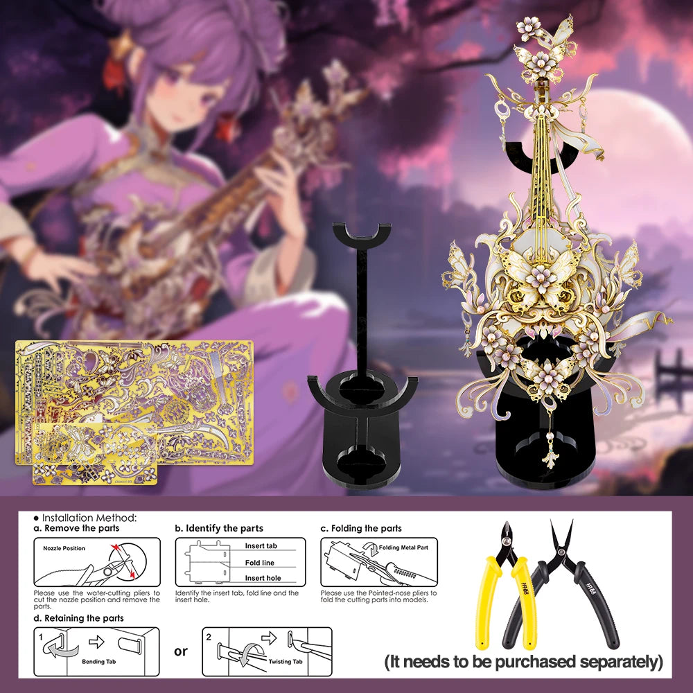 Piececool 3D Puzzles Instrument Model Building Kit Metal Piano Diy Toy for Adult Chinese Classical Style Jigsaw for Brain Teaser