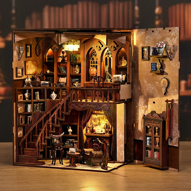 DIY Book Nook Kit - 3D Wooden Ancient Rhyme Library Creative Christmas & Black Friday Gift Miniature Desktop Decor