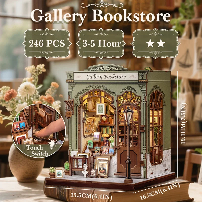 CUTEBEE Wooden Miniature House DIY Book Nook Kit 3D Magic Dollhouse Bookshelf Insert for Home Desk Decorative Display Gift Ideas