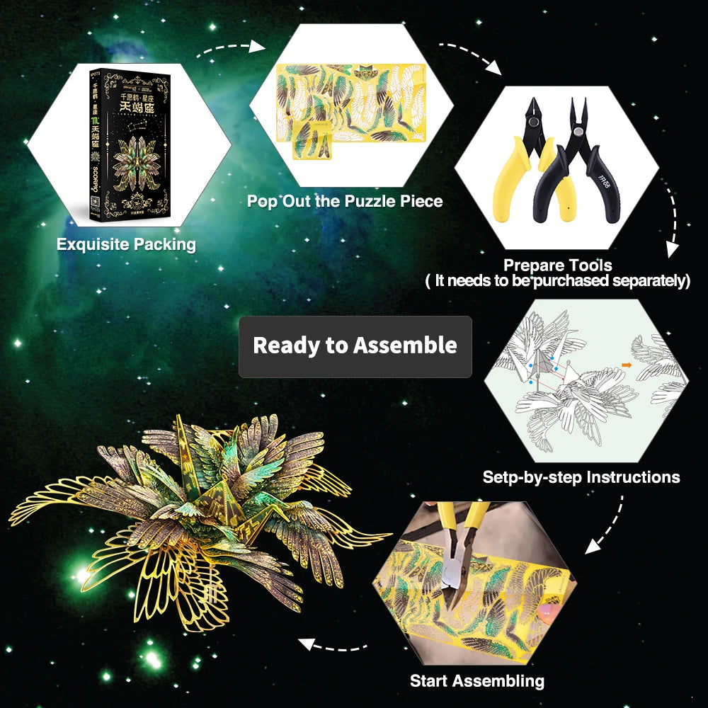 Piececool 3D Metal Puzzle Scorpio Assembly Model Kits DIY Toys Constellation Jigsaw for Adult Brain Teaser Best Birthday Gifts
