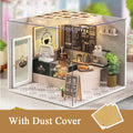 Cutebee DIY Dollhouse Miniature Kit with Furniture and Light Coffee Shop Wooden Room Building Model Toy for Adult Birthday Gifts