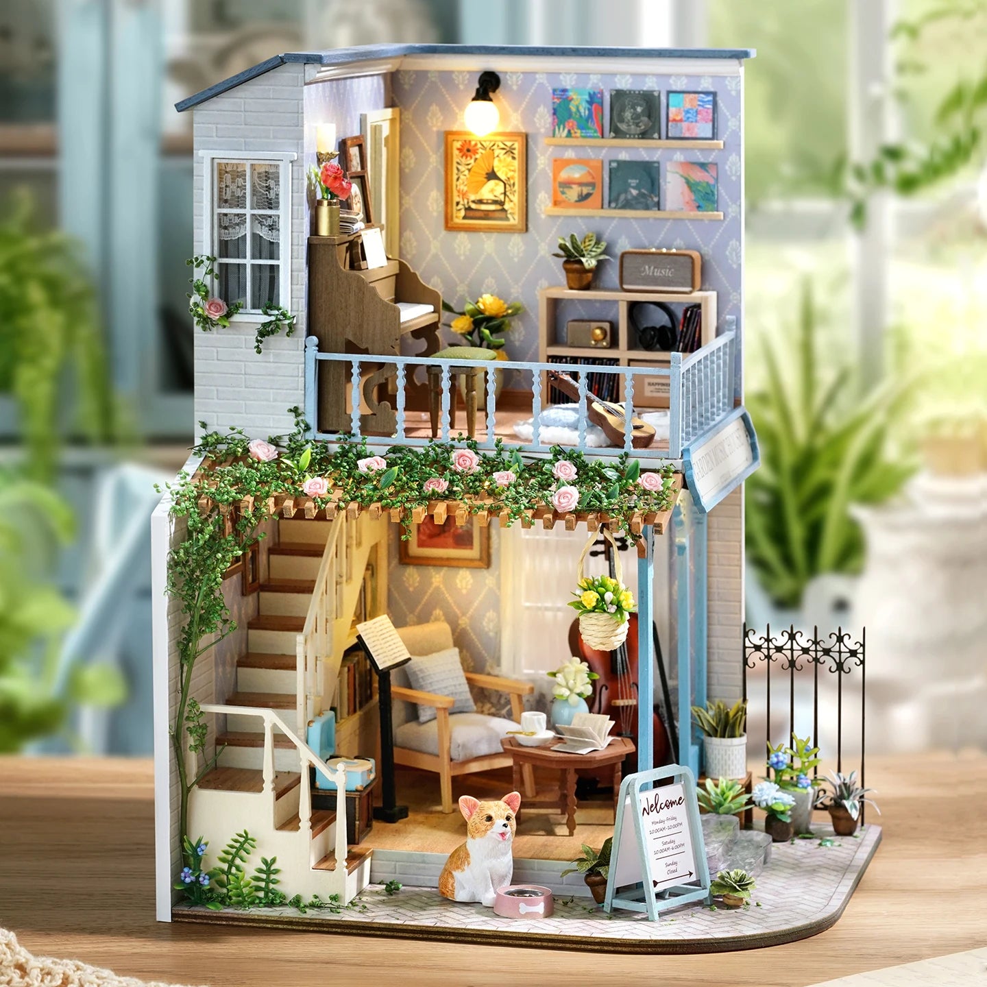 New DIY Miniature House Kit - Encounter with Time,Melody of Happiness' Retro Sweet Style Coffee-Themed Creative Gift