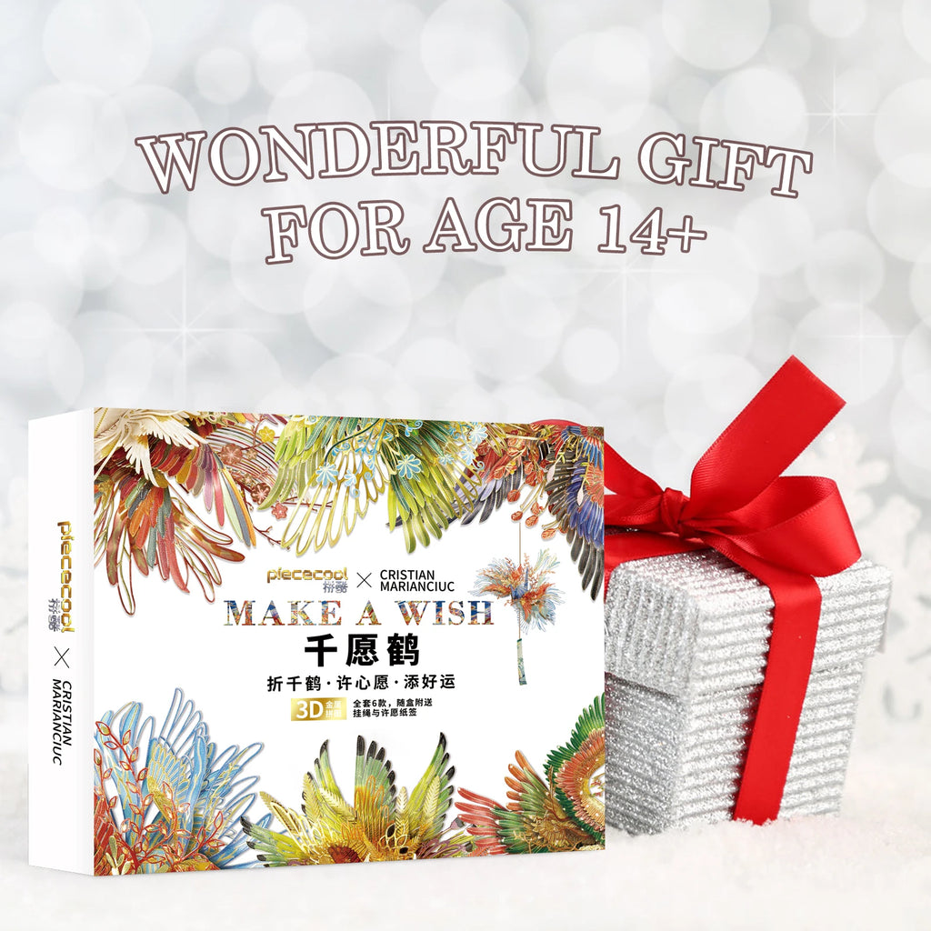 Piececool 6 Pcs/Set Puzzle 3D Thousand Wish Crane Series Metal Model Kits DIY Jigsaw Assembly Toy for Teens Brain Teaser
