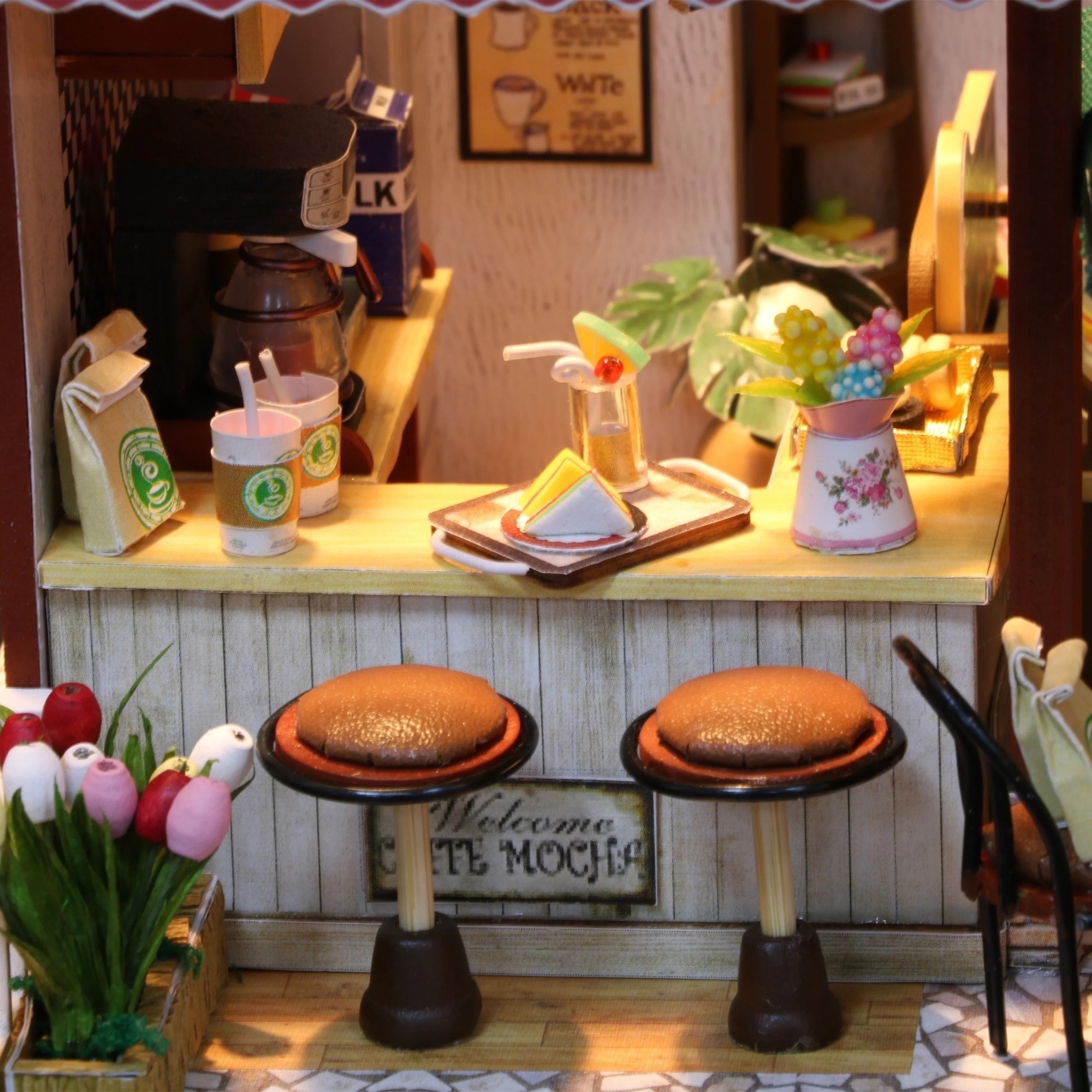 COFFEE TIME  DIY Miniature House Creative Birthday Gift Assembly Model Ornament Black Friday