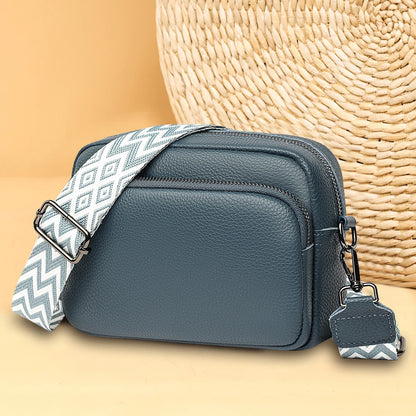 Genuine Leather Women Shoulder Bag Wide Strap Solid Color Crossbody Bags Luxury Design Handbags Mobile Phone Bag bolsa feminina