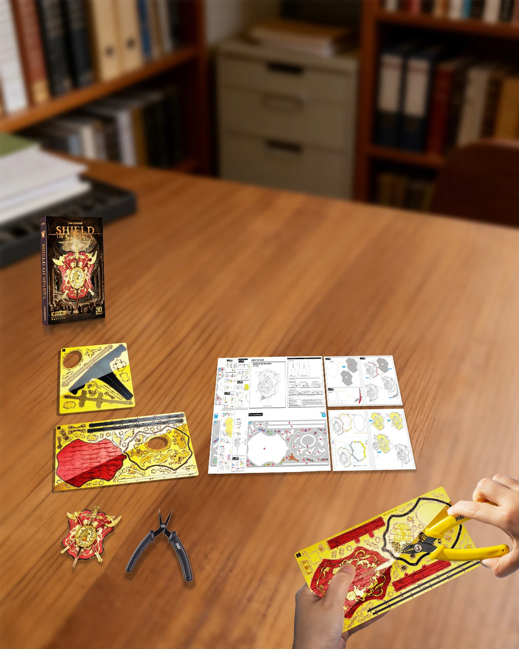 Piececool 3D Metal Model Kits Shield of Sparta 3D Metal Puzzles for Adult to Build Jigsaw Diy Kit for Home Decoration