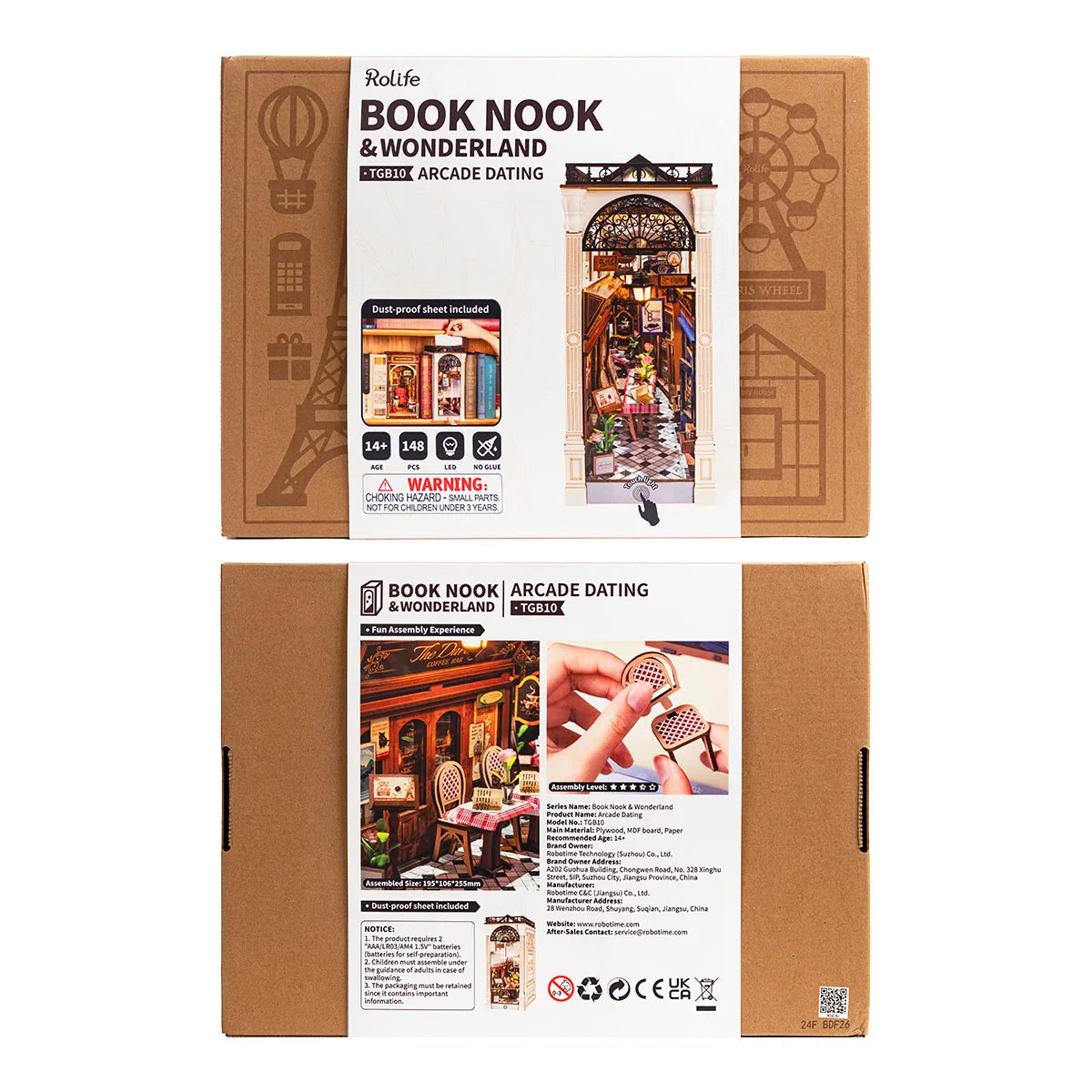 Robotime Rolife Maquetas Book Nooks Sets for Home Bookshelf Decoration Pre-colored Easy assembly Arcade Dating DIY Kits