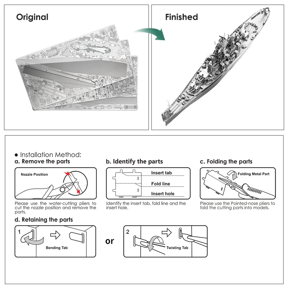 Piececool 3D Puzzles USS MISSOURI Battleship Metal Model Building Kits DIY Toys Jigsaw for Home Decoration Best Gifts