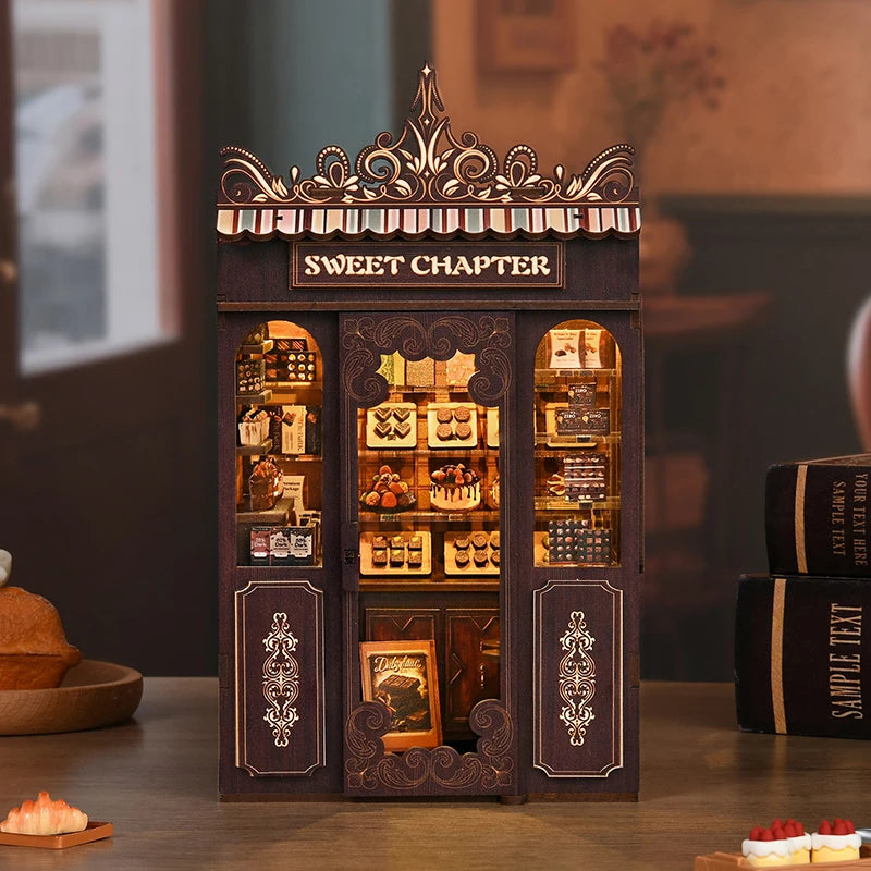 New Sweet Chapter Wooden DIY Book Nook Kit -  Miniature House Model, Handcrafted Assembly, Creative Christmas & Black Friday