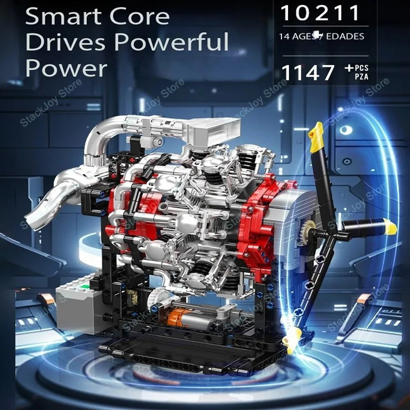 MOULD KING Engine Model Professional Building Blocks Sets V12 V8 W12 Turbojet Radial 739-1214PCS Technical Parts MOC DIY Toy