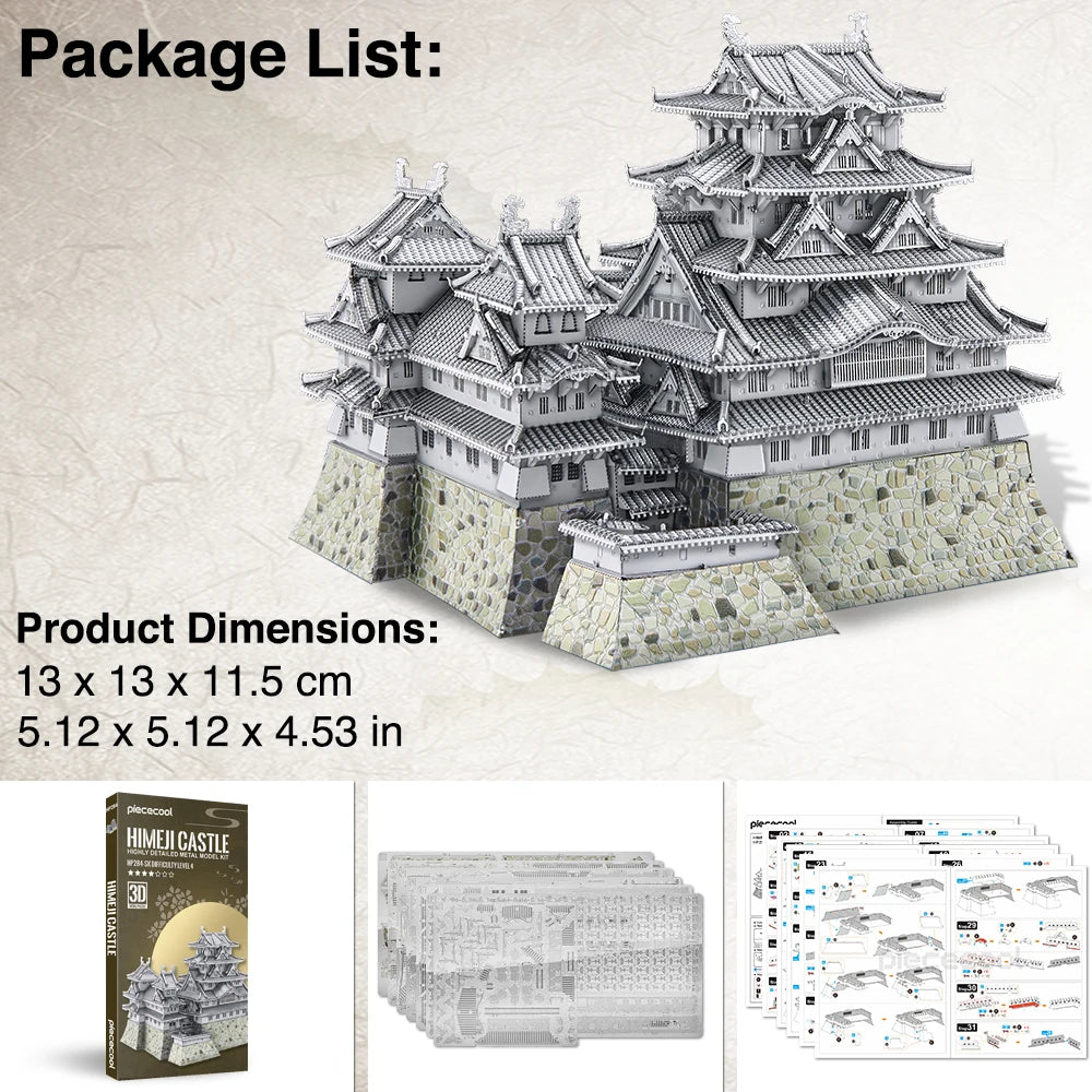 Piececool 3D Metal Puzzles Himeji-jo Castle Assembly Model Kits DIY Jigsaw Toys for Adult Gifts and Home Decoration