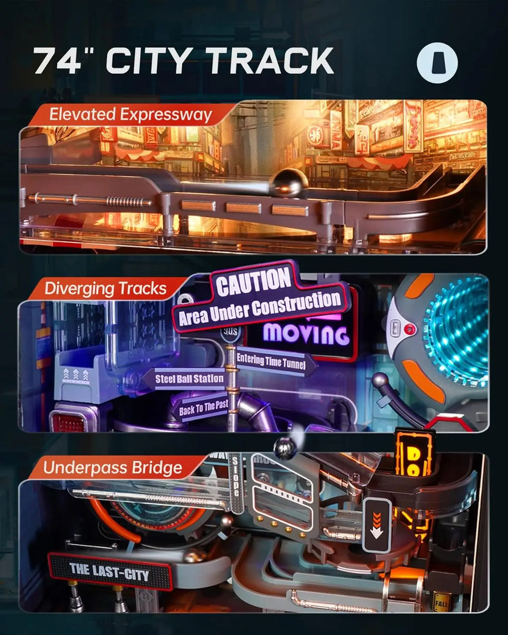 Robotime Rokr The Last City Parallel World Building Toy Set Futuristic Marble Run Automatic 3D Gaming Decoration for Men Women