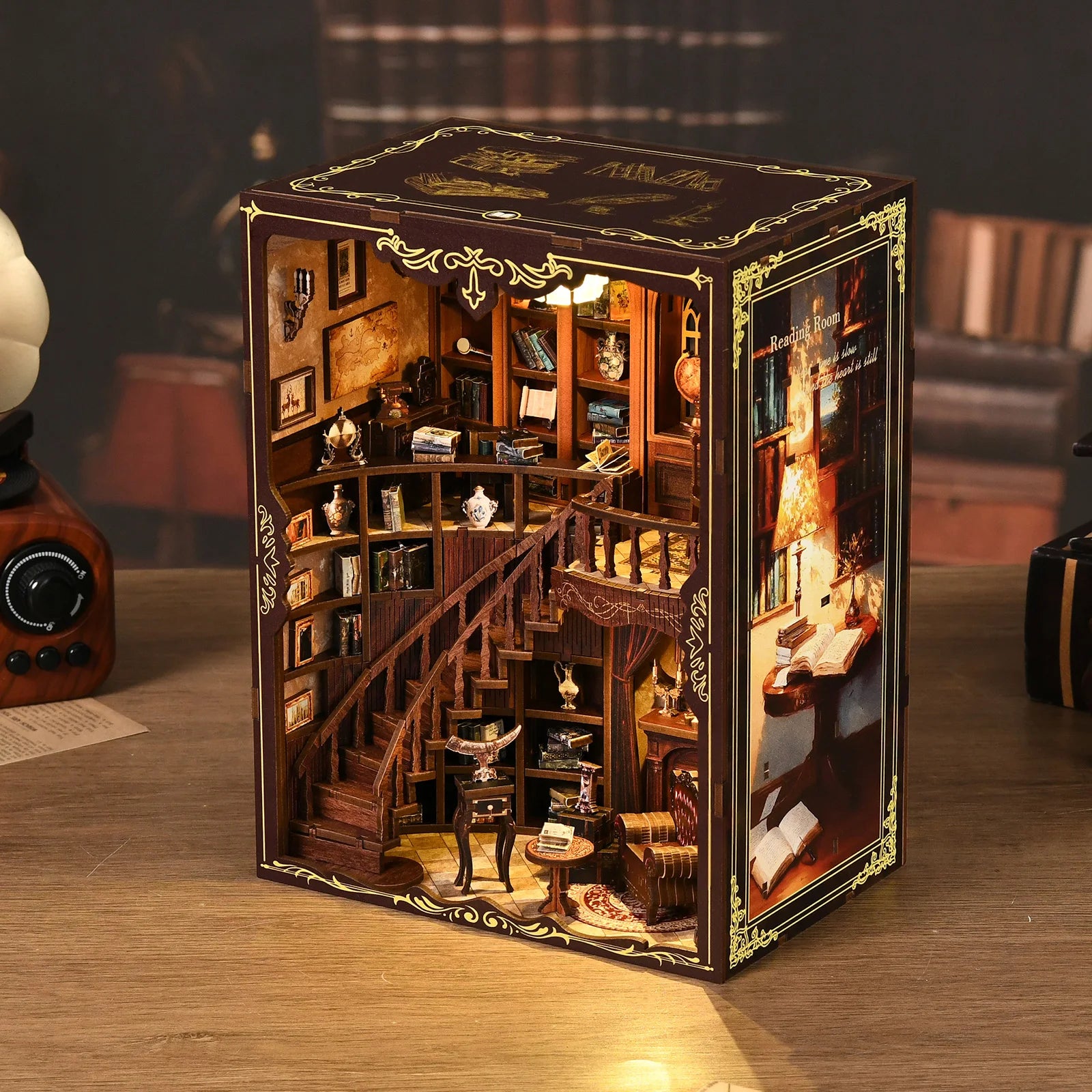 DIY Book Nook Kit - 3D Wooden Ancient Rhyme Library Creative Christmas & Black Friday Gift Miniature Desktop Decor