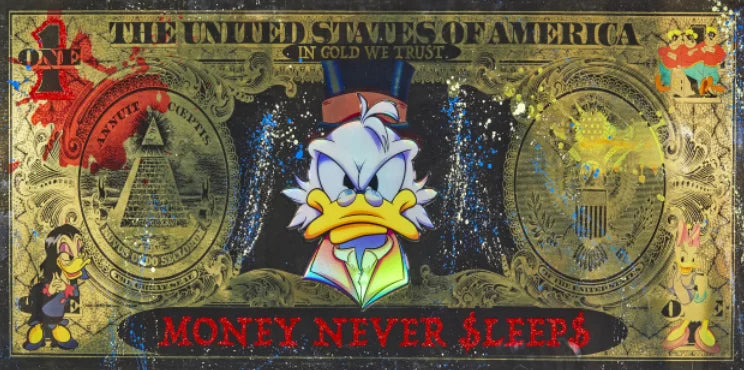 Scrooge McDuck 100 Dollars Pop Art Canvas Posters and Prints Modern Money Graffiti Art Paintings on the Wall Art Pictures Cuadro
