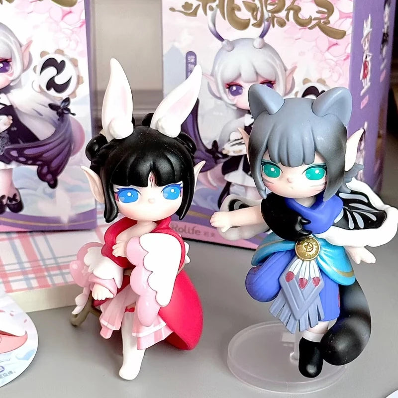 New Suri Peach Blossom Nine Elves Series Blind Box Action Figure Toys Elfin Children Robotime Cartoon Decor Toys Birthday Gift