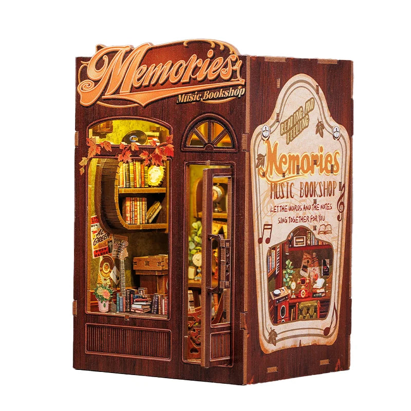 CUTEBEE DIY Book Nook Kit Miniature Doll House With LED Light 3D Puzzle Model Building Wooden Booknook Toy Adults Birthday Gifts