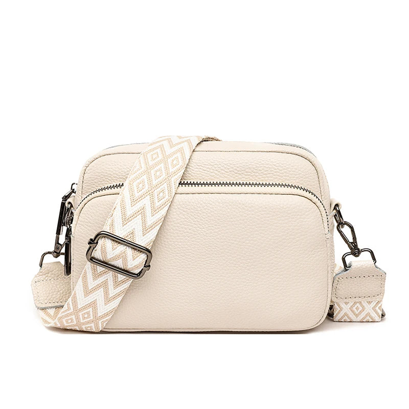 Luxury Solid Color Genuine Leather Ladies Messenger Bag 100% Soft Cowhide Shoulder Crossbody Bags For Women 2023 Female Handbags