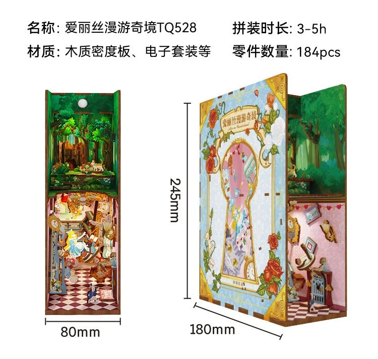 Tonecheer Sherlock Holmes Detective DIY Book Nook Dollhouse Diorama Model Kit 3D Wooden Puzzle Wooden Bookend Decoration Gift