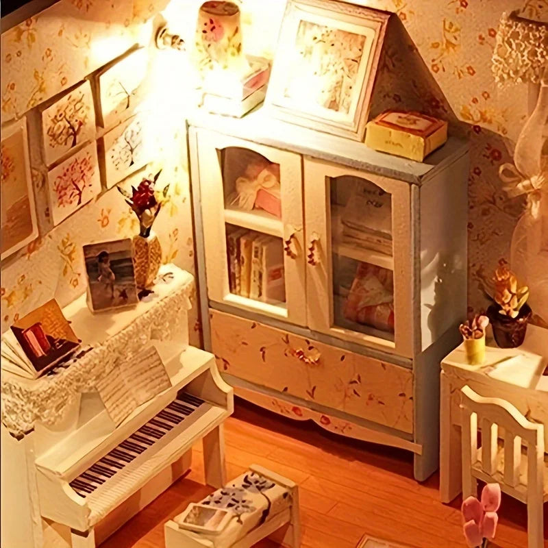 DIY 'Blossom in Summer' Wooden Model House Kit - with FREE Dust Cover, Collectible Display, Home Decor, Creative Christmas