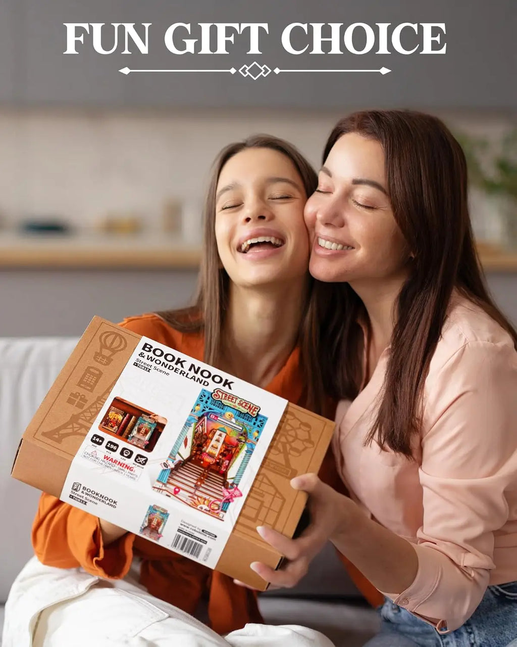 Robotime DIY Miniature House Book Nook Kits Street Scene Booknook with Lights Diorama Model Building Kit Decor Gift for Adults