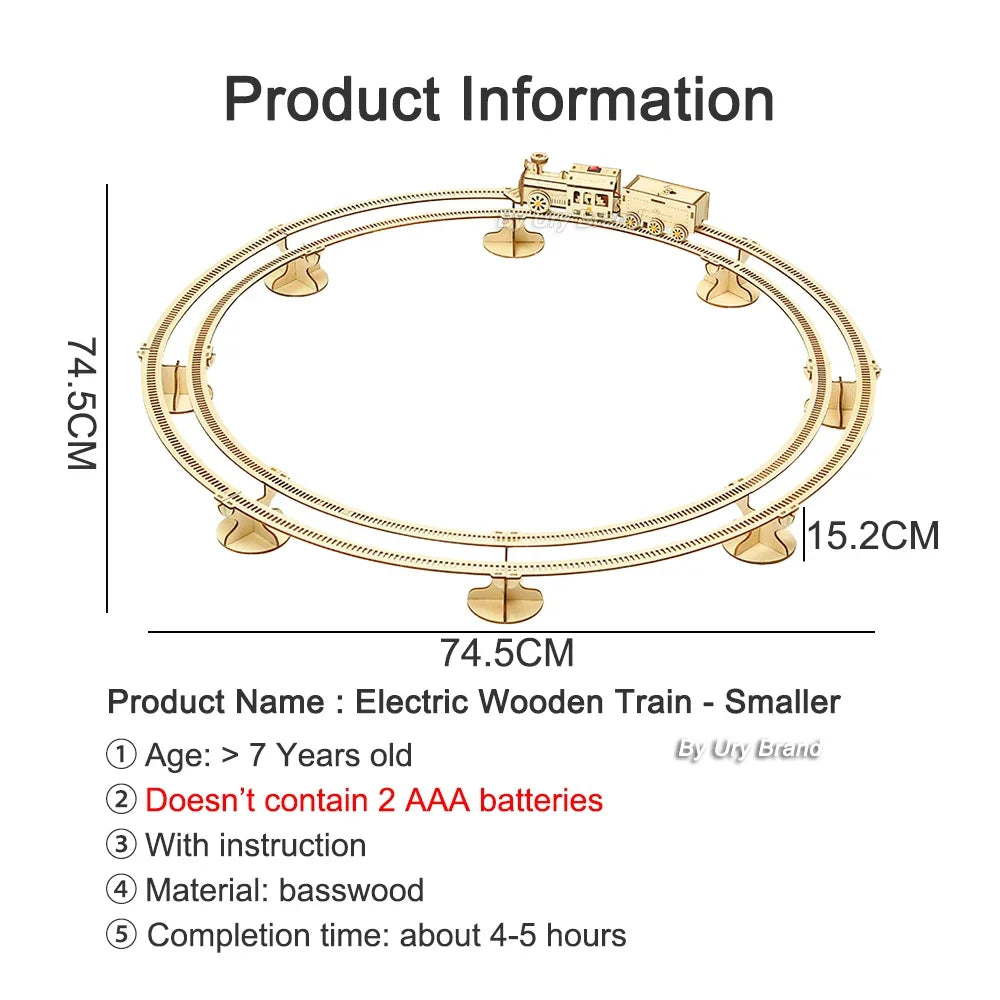 3D Puzzle Movable Steam Train With track Electric Assembly Toy Gift for Children Adult Wooden Model Building Block Kits