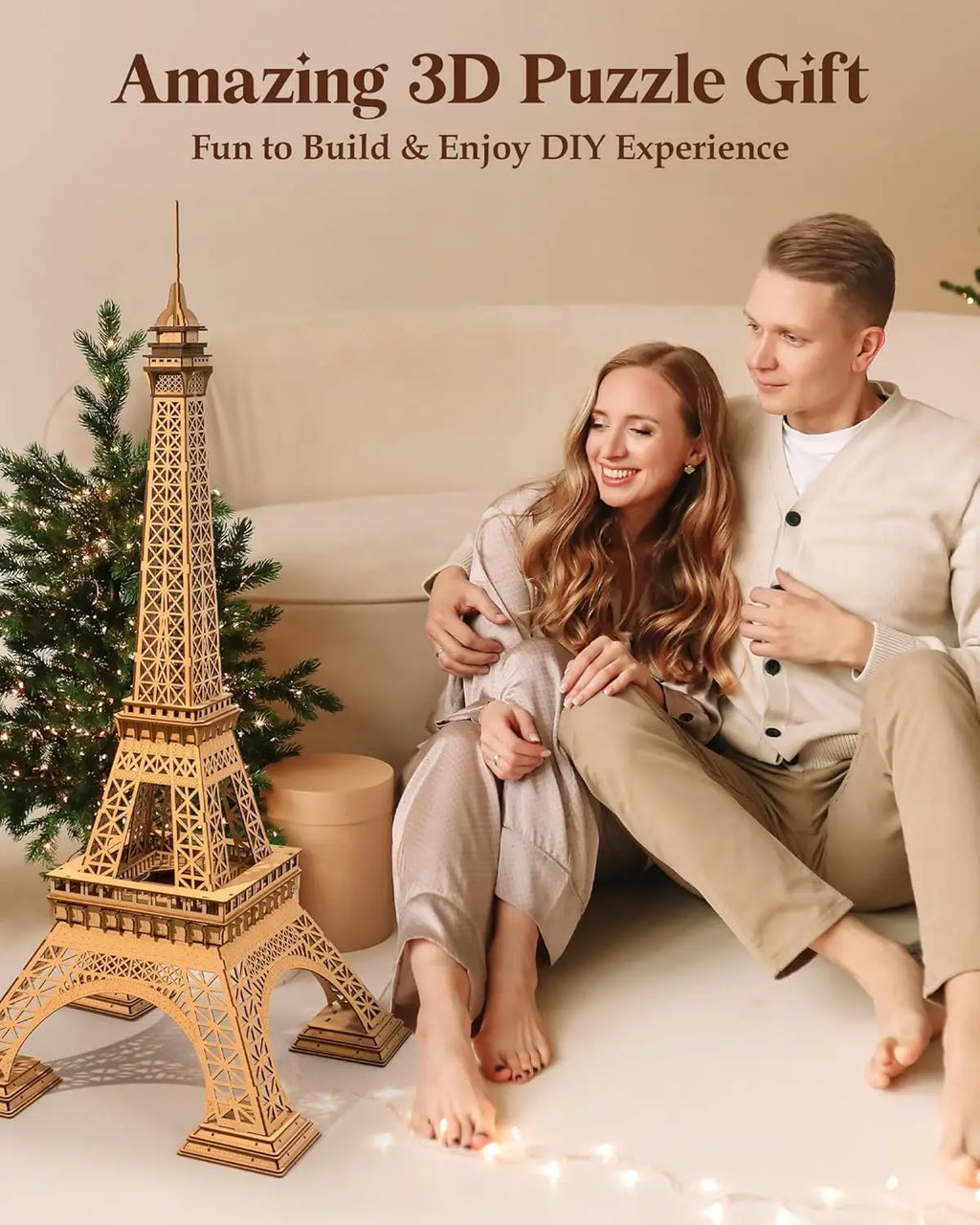 Robotime DIY 3D Wooden Puzzles Large Eiffel Tower Set-Model Building Sets Paris as Room Decor Birthday for Women and Men