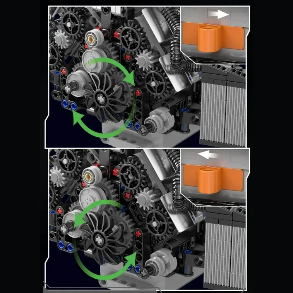 Mould King 10230 Car Engine Model Bricks Toys Motorized A8 Car W12 Engine Building Block Assembly Technical Motor Power Set Gift