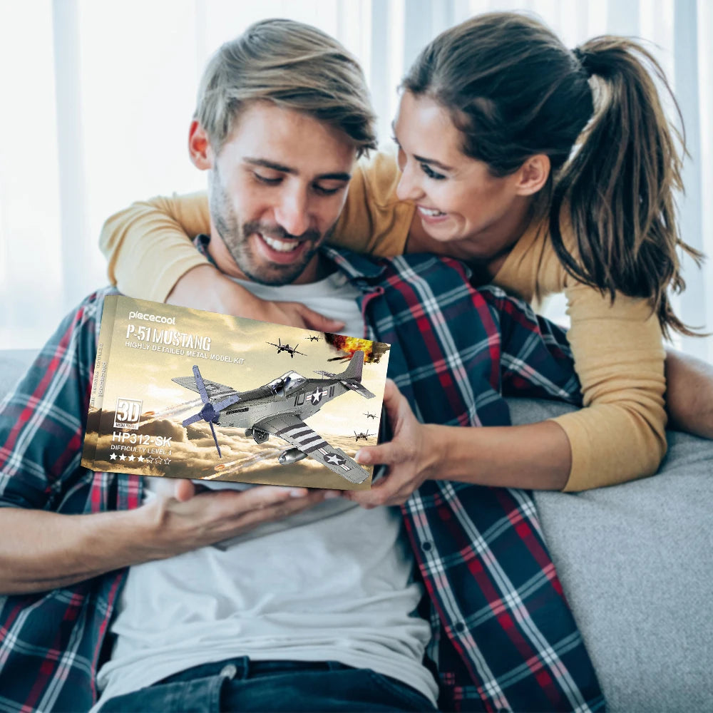 Piececool 3D Puzzles Gift Airplane Metal Model Building Kits DIY Toys for Teens Brain Teaser Jigsaw for Collection 107pcs