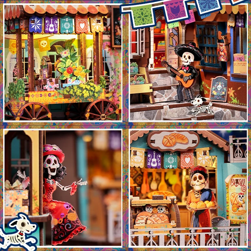 CUTEBEE 3D Wooden Dollhouse Booknook DIY Miniature House Puzzle for Adults Creative Bookshelf Insert Room Decor Gift for Teens