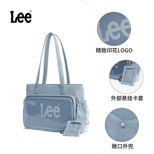 LEE Retro Women's Handbag Denim PVC Hand Bag Ladies Crescent-Shaped With Internal Brand Zipper Pocket Travel Daily Use сумка