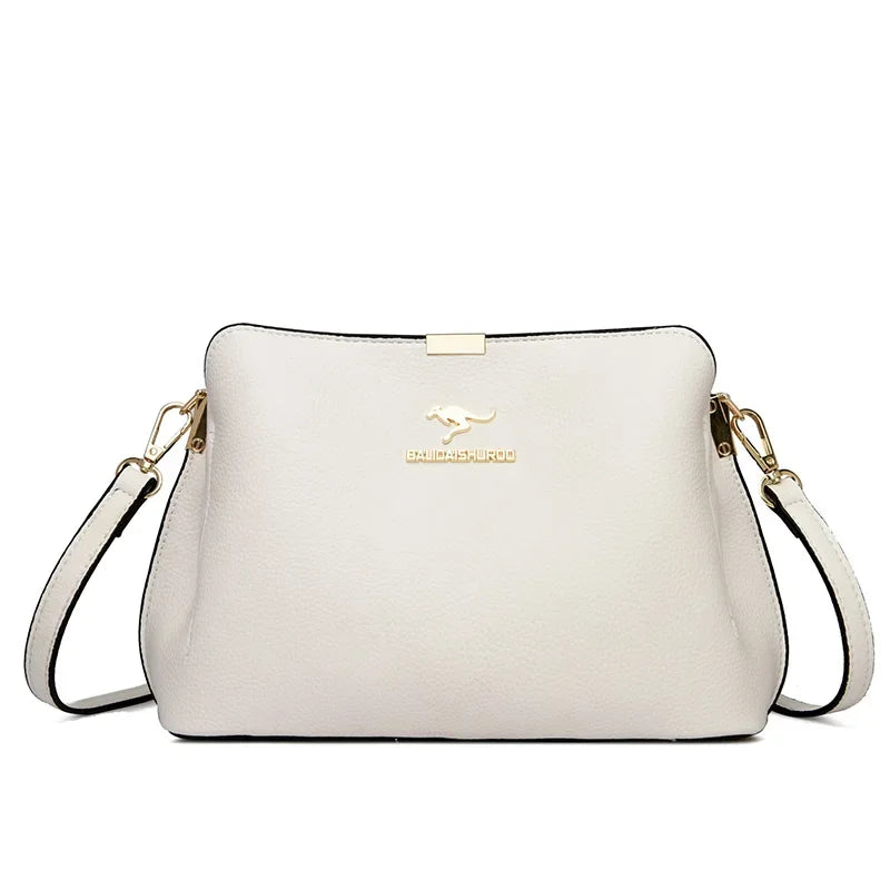 3 Layer Large Capacity Fashion Women's Shoulder Bag High Quality Soft Leather Female Handbag Luxury Designer Girl Crossbody Bags