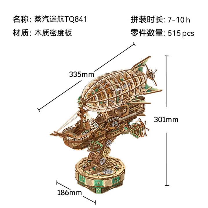 Tonecheer Fantasy Spaceship Castle Building Blocks Diorama Model Kit 3D Wooden Puzzle Wooden Birthday Gift Dollhouse Decoration