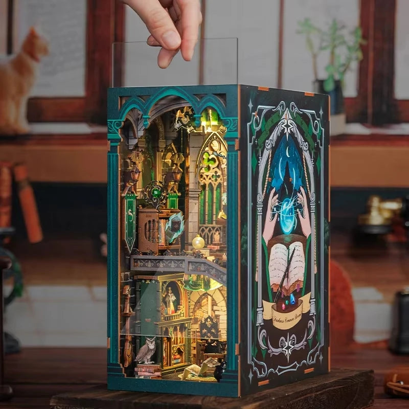 CUTEBEE Book Nook Kit DIY Doll House with LED Light Bookshelf Insert Eternal Bookstore Model Collection Series For Birthday Gift