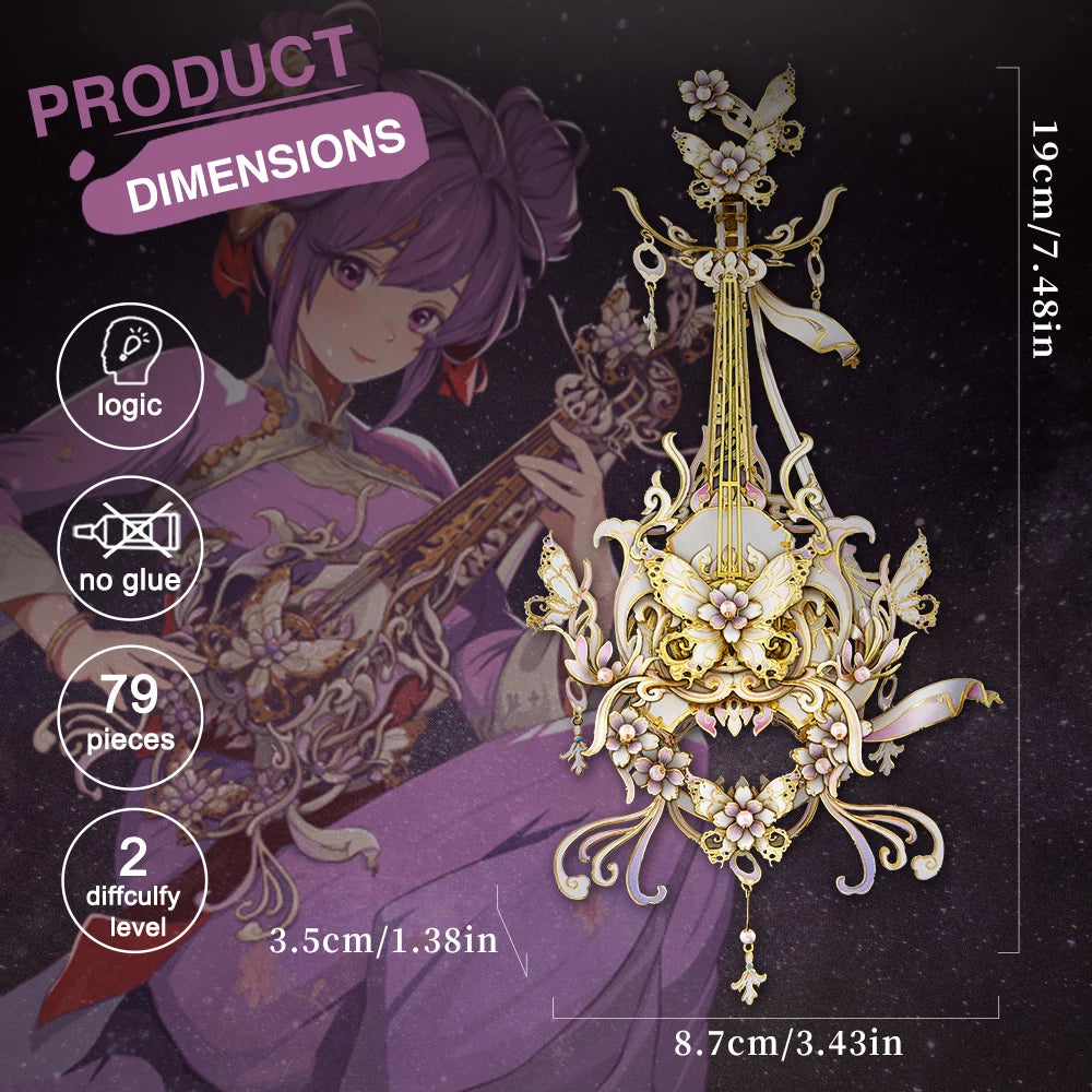 Piececool 3D Puzzles Instrument Model Building Kit Metal Piano Diy Toy for Adult Chinese Classical Style Jigsaw for Brain Teaser