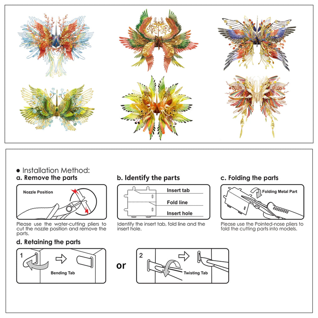 Piececool 6 Pcs/Set Puzzle 3D Thousand Wish Crane Series Metal Model Kits DIY Jigsaw Assembly Toy for Teens Brain Teaser