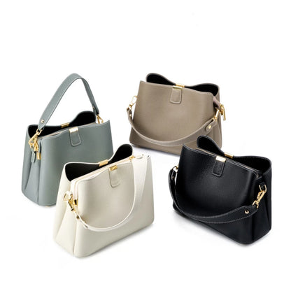 Burminsa Cowhide Genuine Leather Bucket Crossbody Shoulder Bags For Women 2025 Luxury Designer Top Handle Work Ladies Handbags