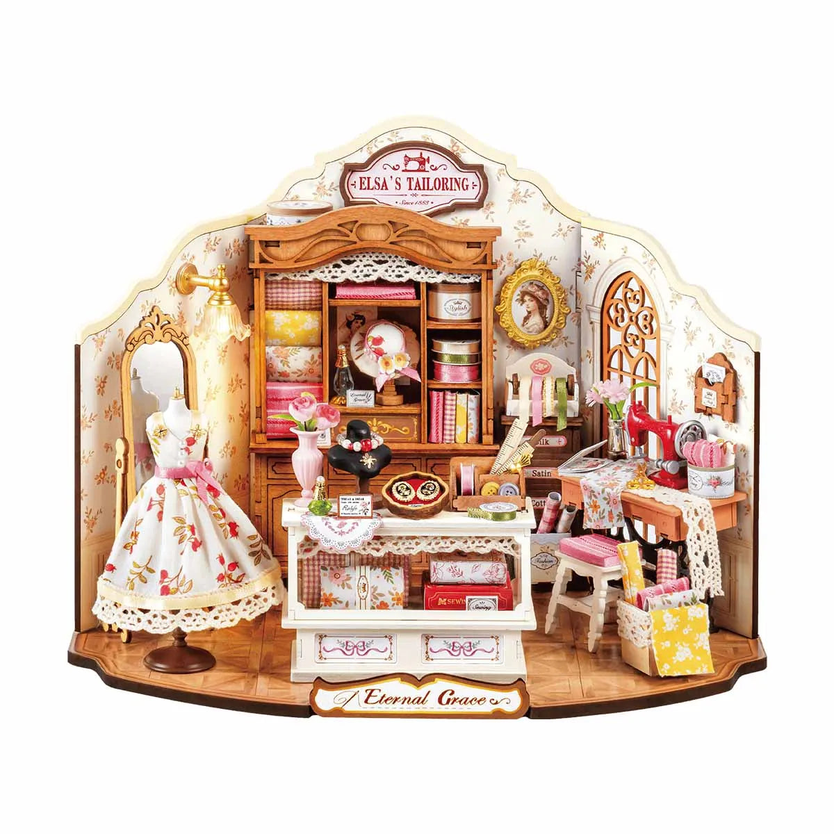 Robotime Elsa's Tailoring DIY Miniature House Miniature Craft Studio Victorian Style Decor For Miniature Collectors Kids Adults