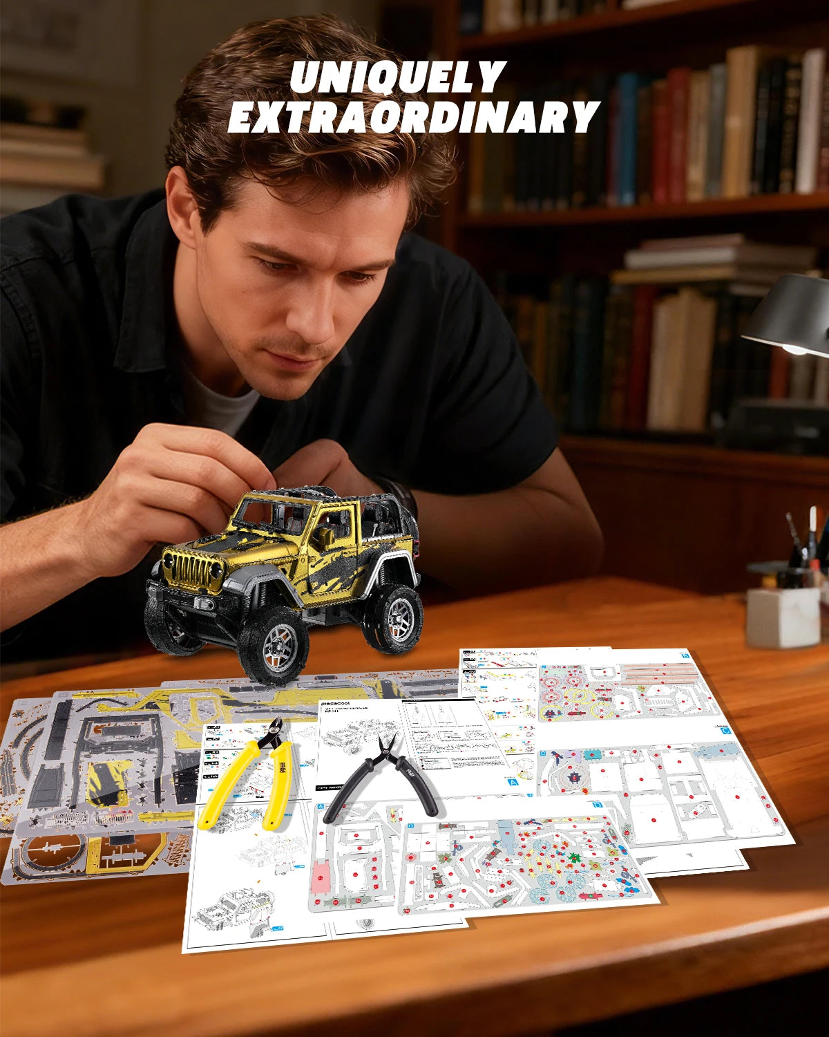 Piececool 3D Metal Model Kits Off-road Vehicle 3D Metal Puzzles for Adult DIY Model Kits Crafts for Adult New Year Gifts