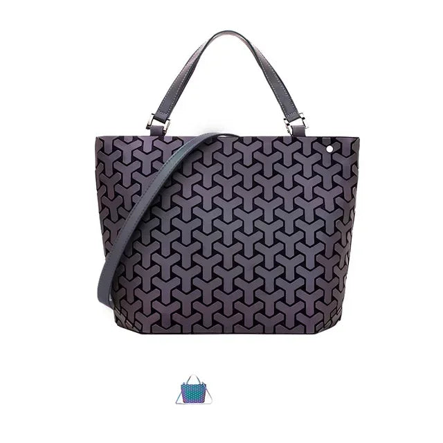 Luminous  big bag Holographic reflective geometric bags for women 2024 Quilted Shoulder Bags female Handbags bolsa feminina