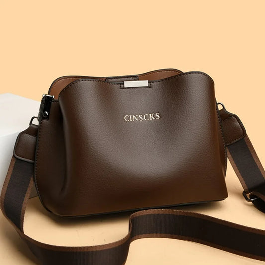 3 Layer Large Capacity Fashion Women's Shoulder Bag High Quality Soft Leather Female Handbag Luxury Designer Girl Crossbody Bags