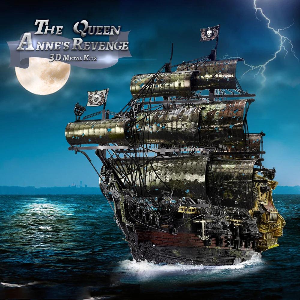 Piececool Model Building Kits The Queen Anne's Revenge 3D Metal Puzzle Birthday Gifts for Adult DIY Toys Jigsaw for Collection