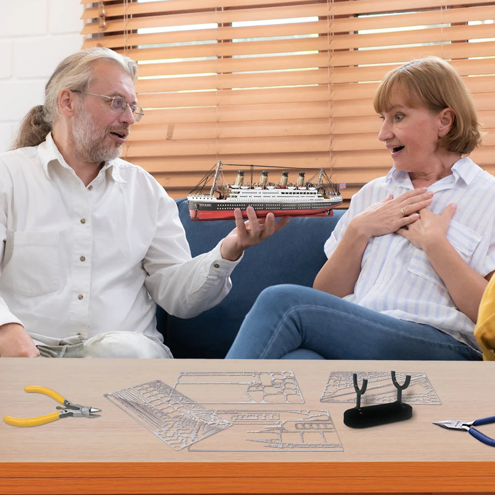 Piececool 3d Metal Puzzles Gifts for Adults Titanic Ship Model 226pcs Cruise Jigsaw Toys Building Kits Home Decoration