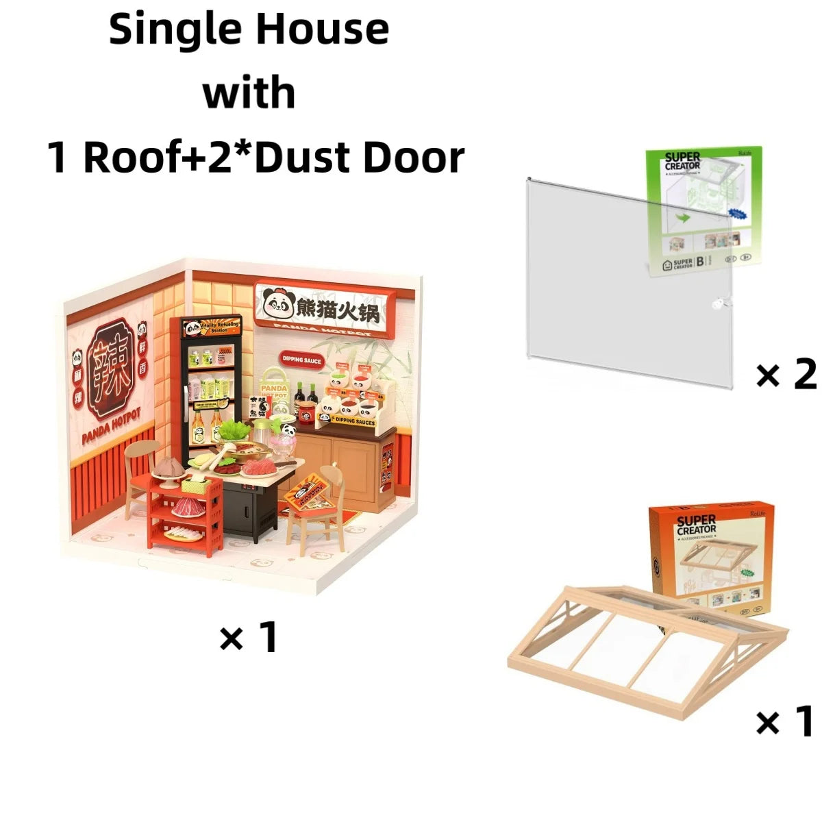 Rolife Panda Hot Pot DIY Modern Miniature Assembly Model Kit Tiny Accessories Themed Diorama For Stress Relief Kids Adults