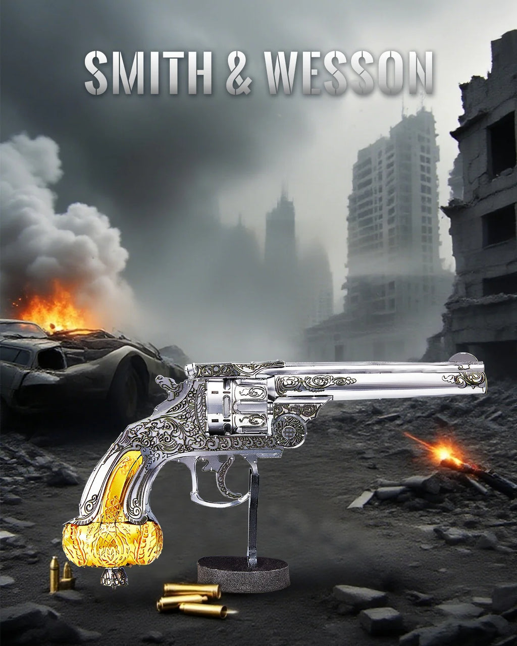 Piececool 3D Metal Puzzles Revolver Assembly Model Kits Jigsaw DIY Crafts for Brain Teaser Hobbies for Family Time