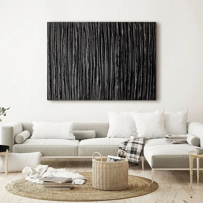 Handmade Modern Black Painting 3D Abstract Canvas Wall Art Oil Painting for Home Living Room Decor