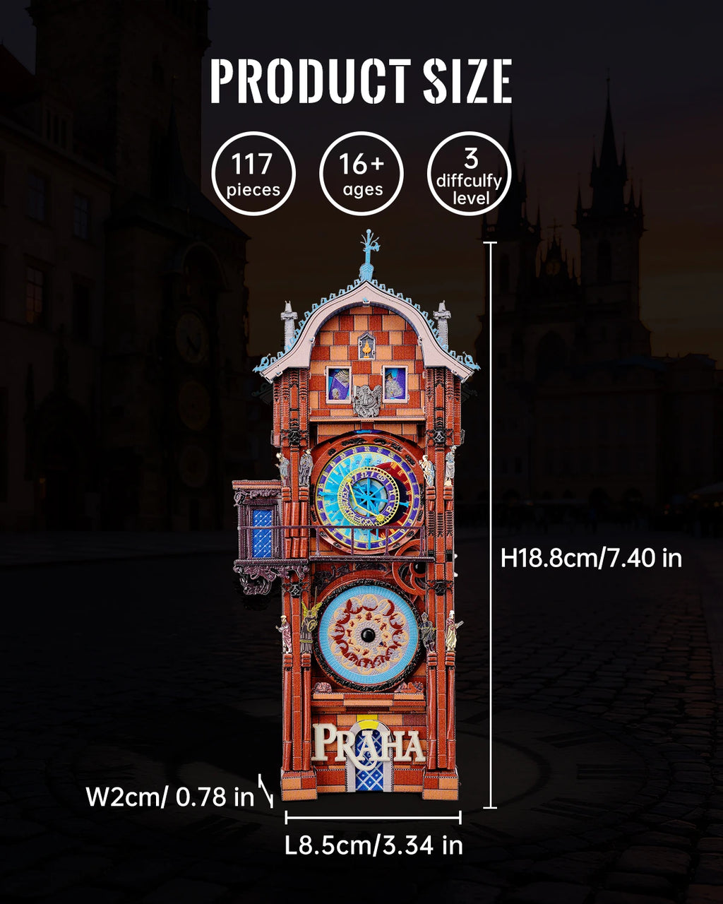 Piececool 3D Puzzles for Adult Astronomical Clock Assembly Metal Model Kits DIY Set for Home Decor Gifts for New Year