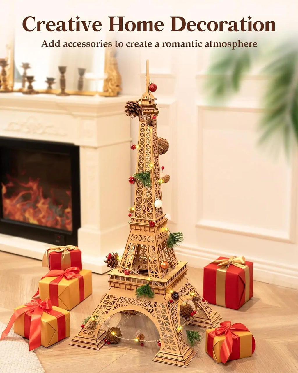 Robotime DIY 3D Wooden Puzzles Large Eiffel Tower Set-Model Building Sets Paris as Room Decor Birthday for Women and Men